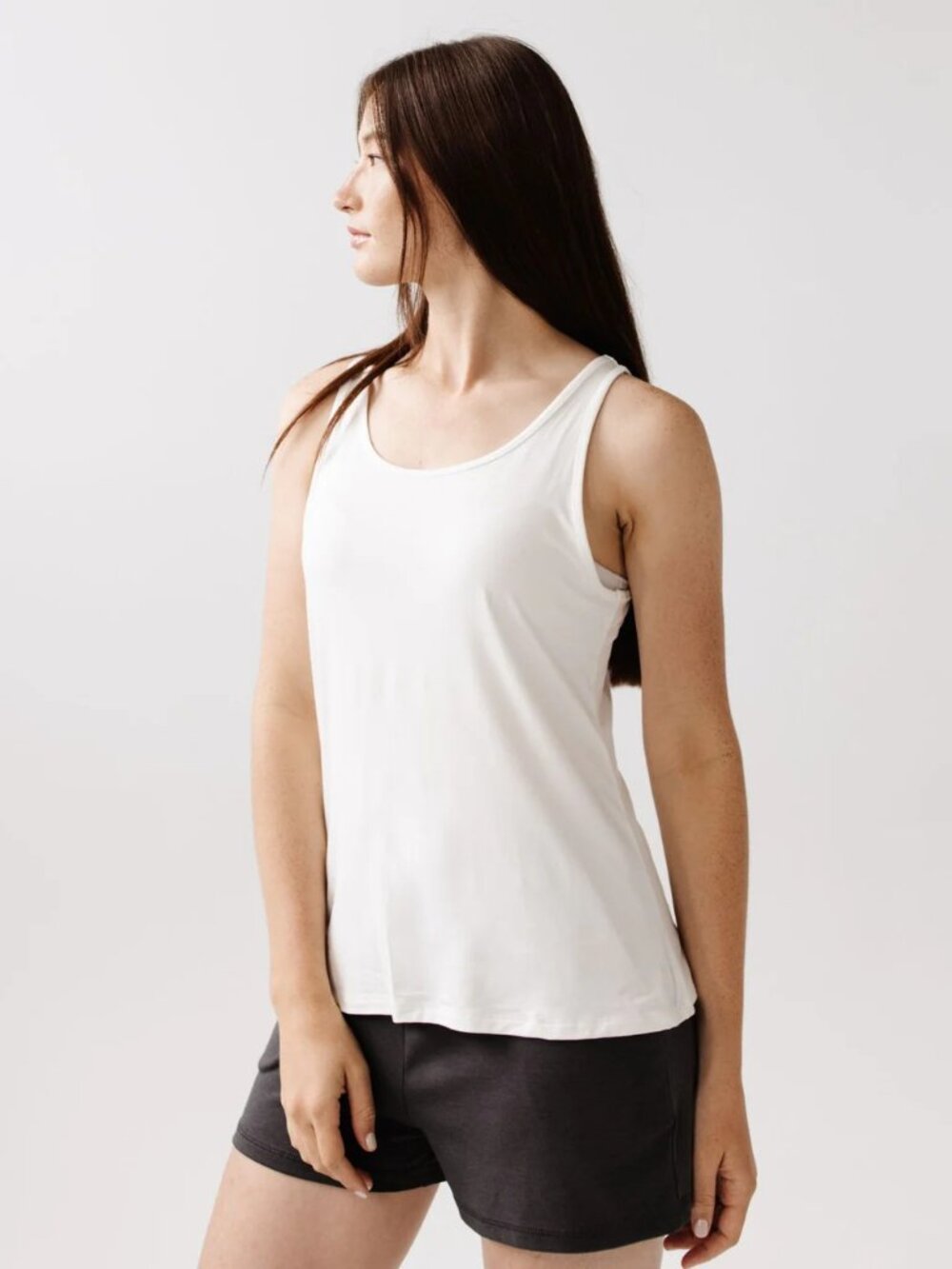 Cozy Earth Women's Bamboo Stretch-Knit Lounge Tank, Color Ivory, Size M NWOT